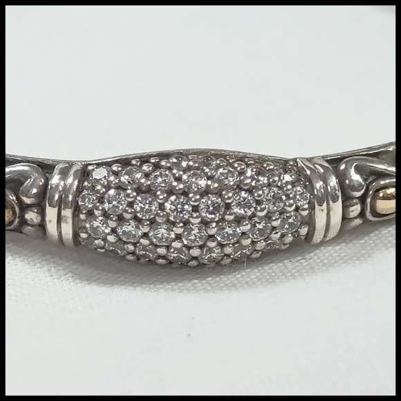 Angela by John Hardy sterling 14k gold cz hinged cuff bracelet - Picture 2 of 12